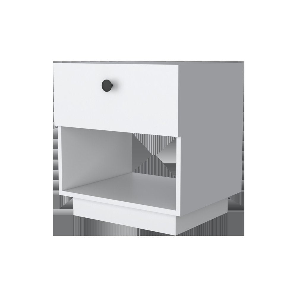 20" White Wood One Drawer Nightstand with Integrated Tech