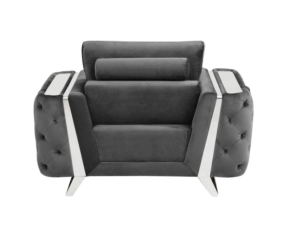 50" Beige And Gold Velvet Tufted Club Chair