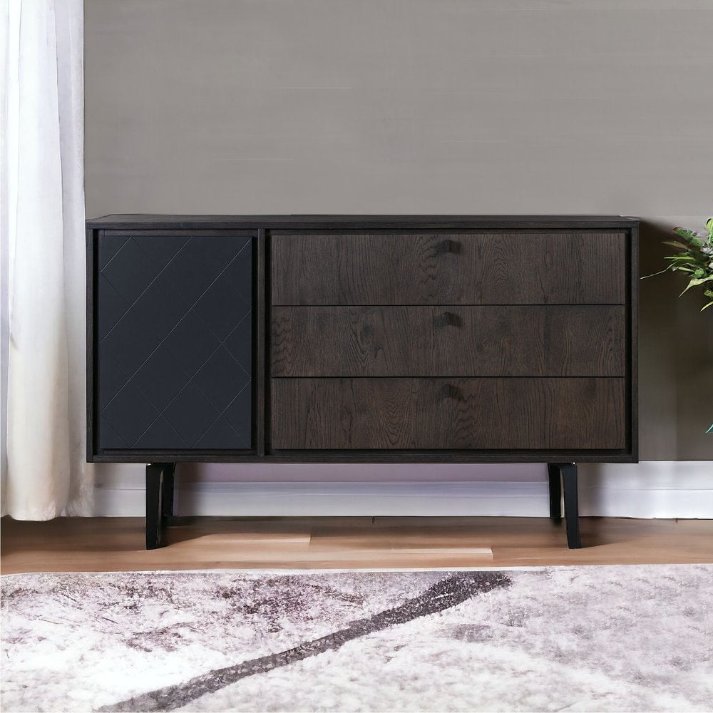 63" Gray Solid Wood Three Drawer Dresser