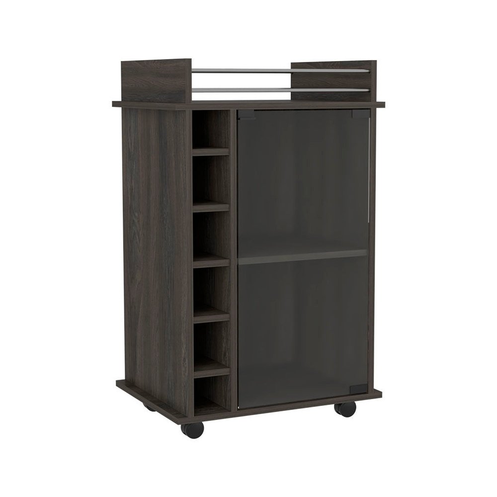 Set of Two Espresso and Black Wood and Metal Furniture Set