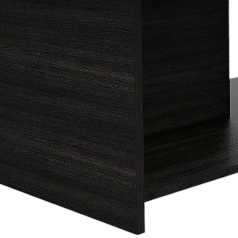 Set of Two Espresso and Black Wood Floor Shelf Furniture Set