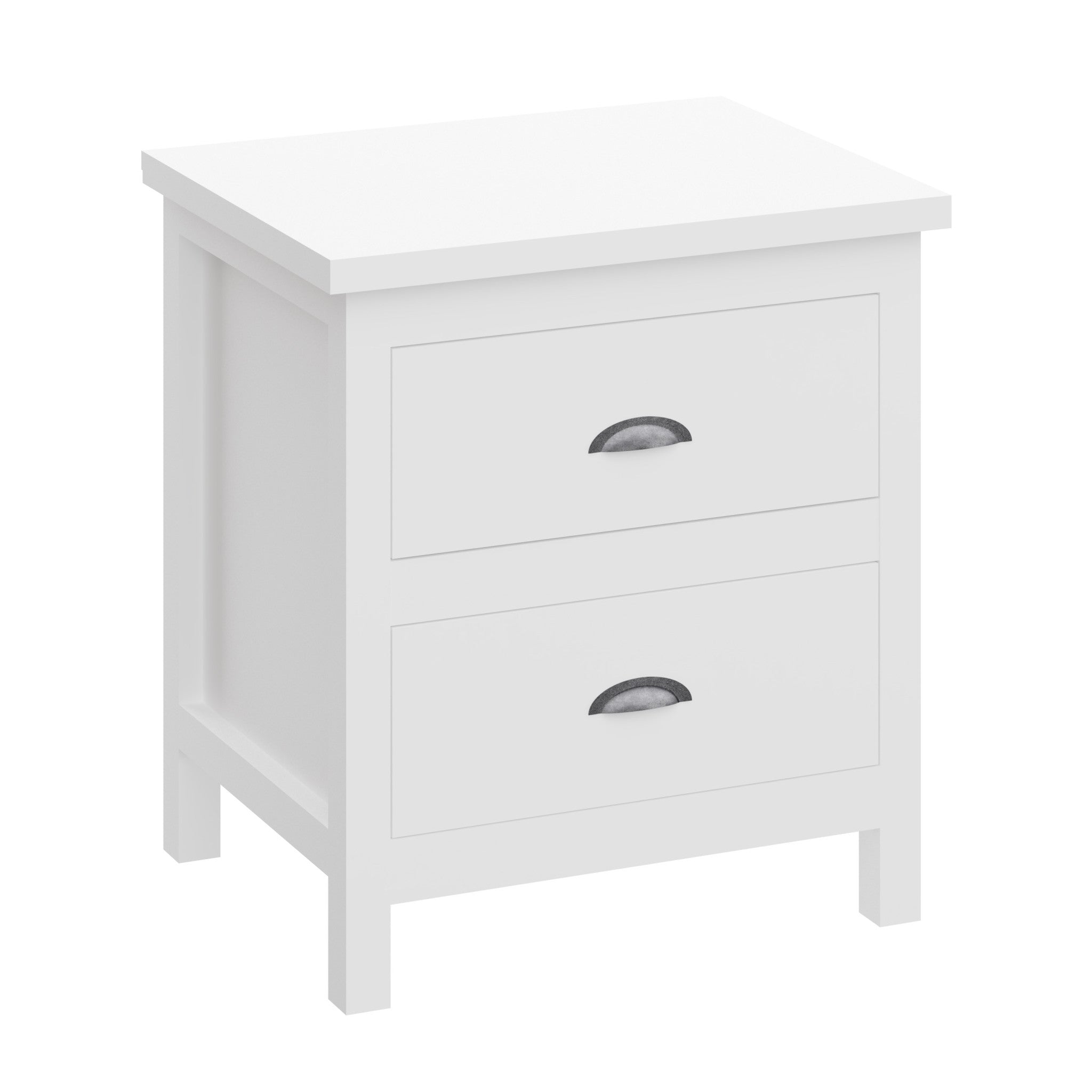 20" White Two Drawer Nightstand With Solid Wood Top