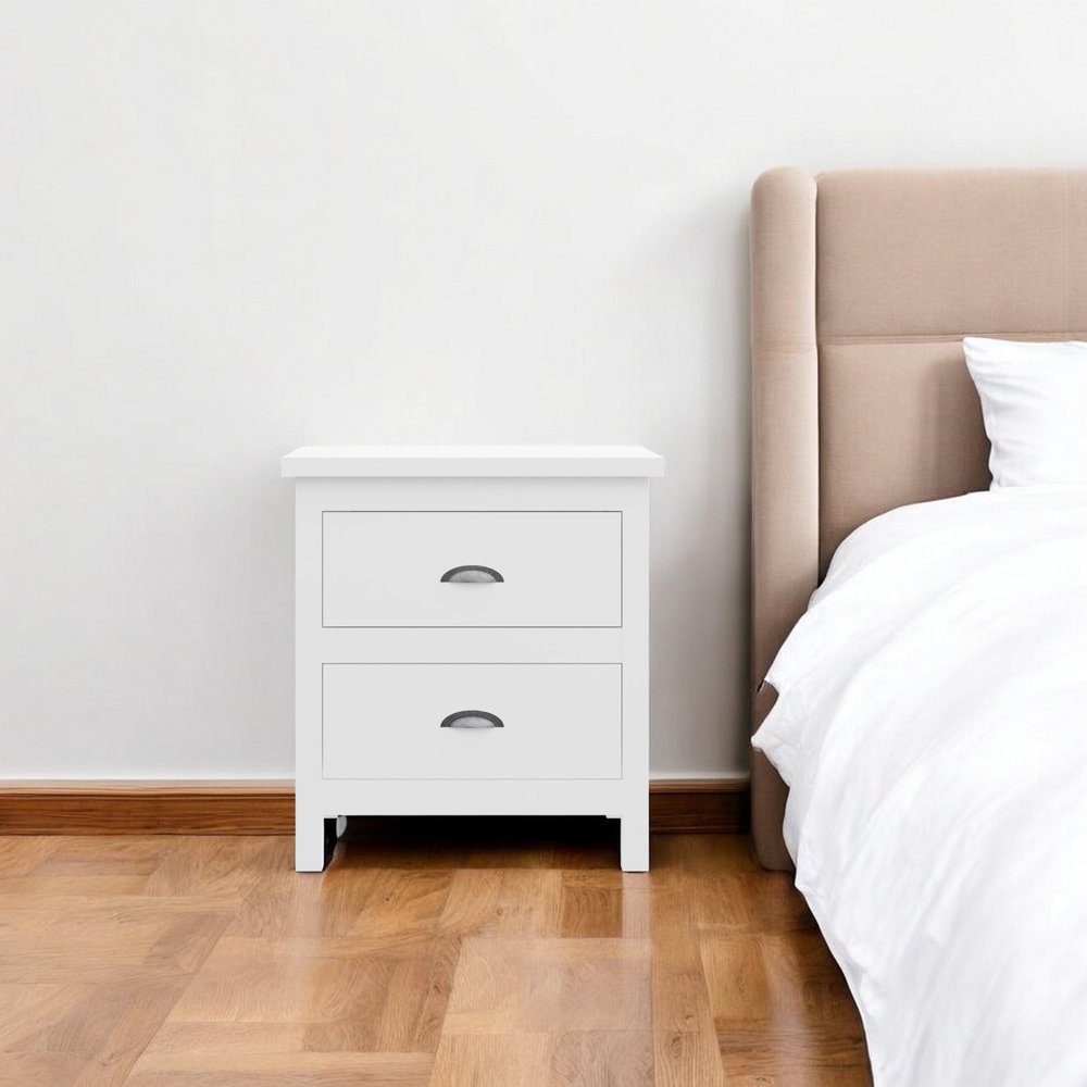 22" Solid Wood Two Drawer Nightstand