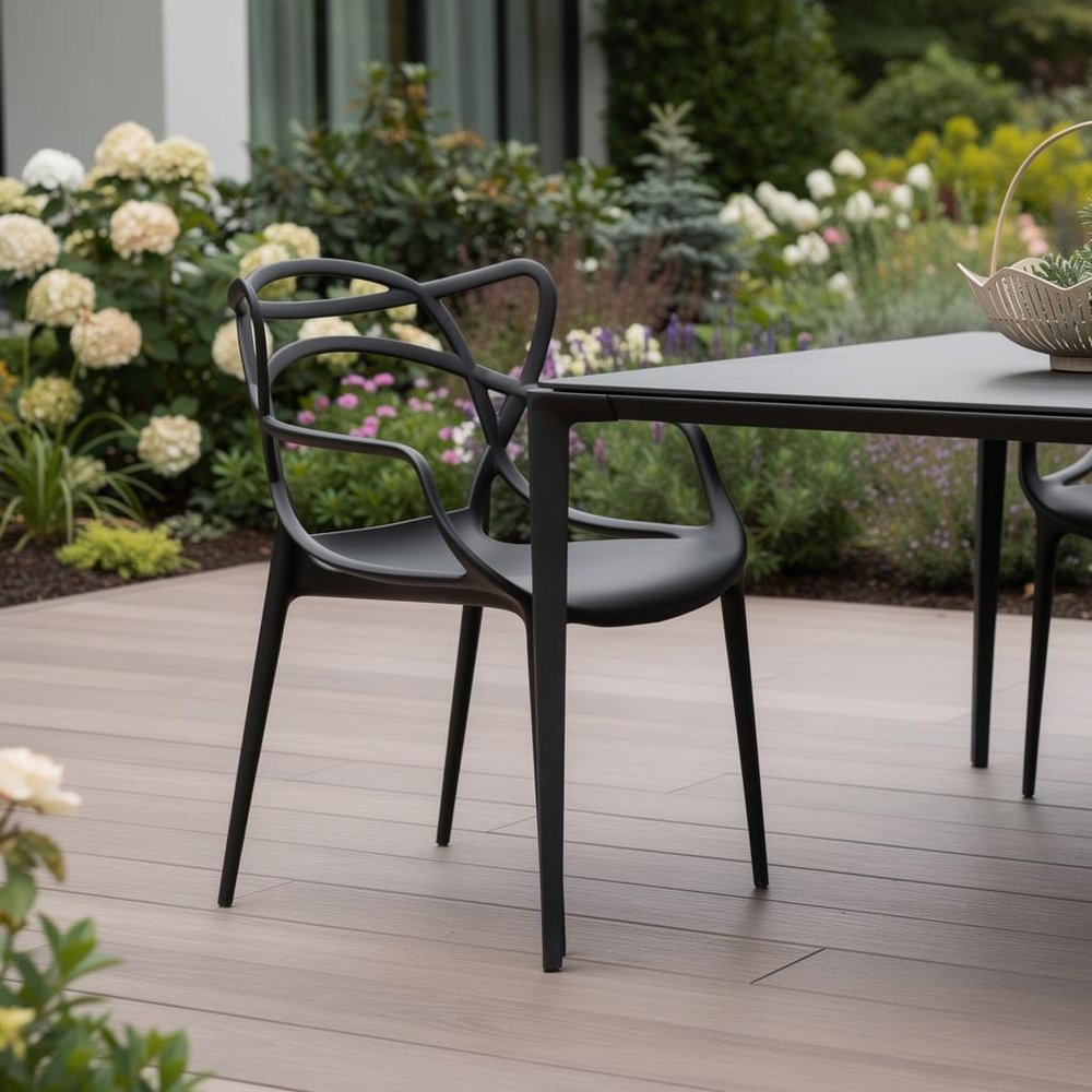 22" Black Heavy Duty Plastic Indoor Outdoor Dining Chair
