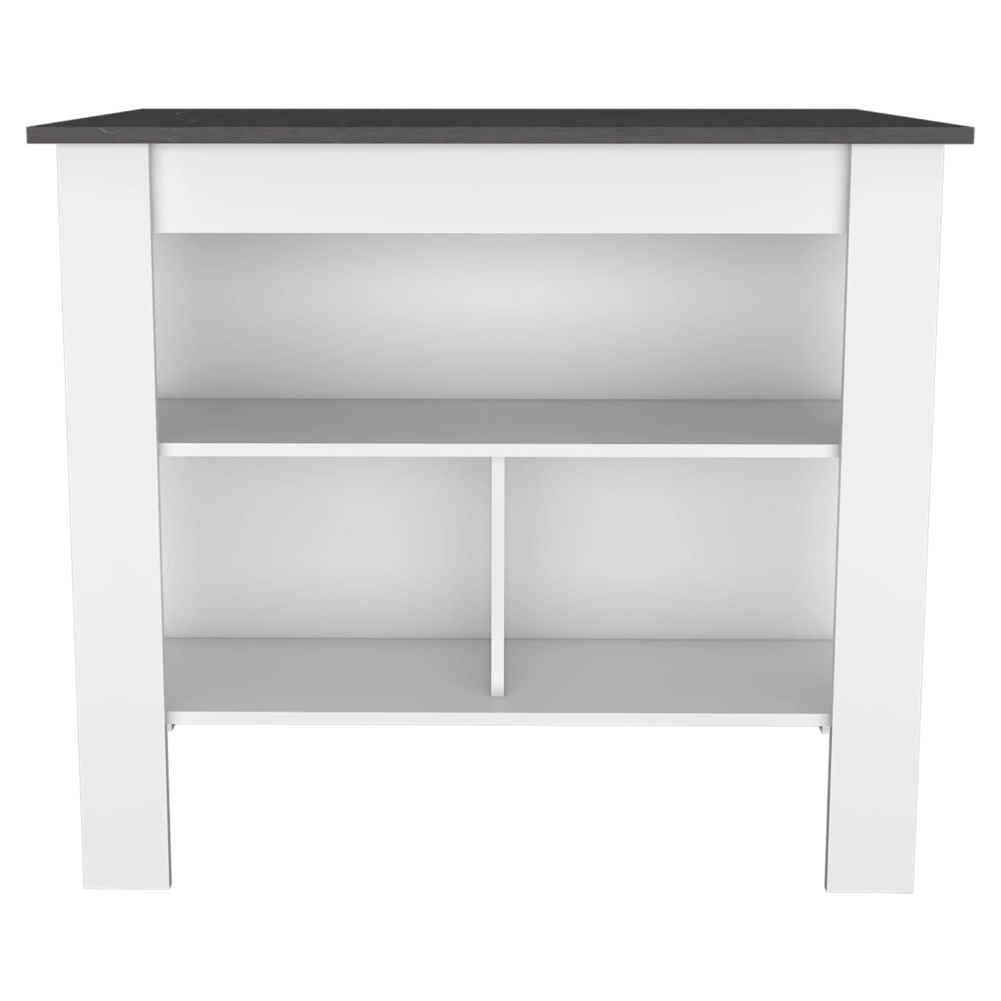 41" Dark Brown and White Wood Kitchen Island Set With Storage