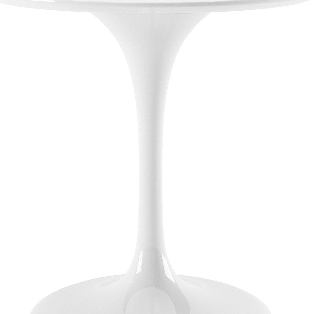 32" White Rounded Fiberglass And Metal Pedestal Base Dining Table