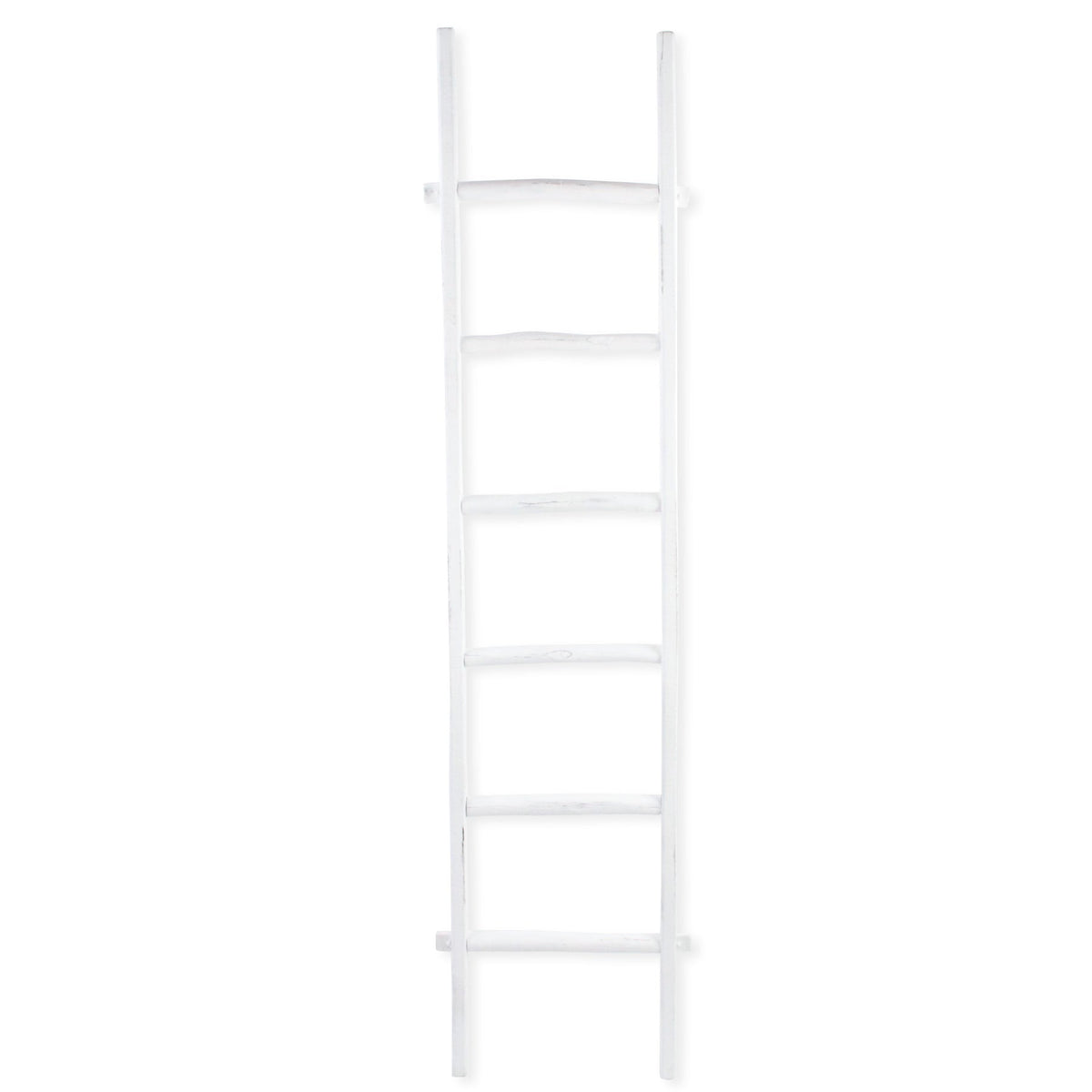 76" White Distressed Solid Wood Four Step Ladder Shelf