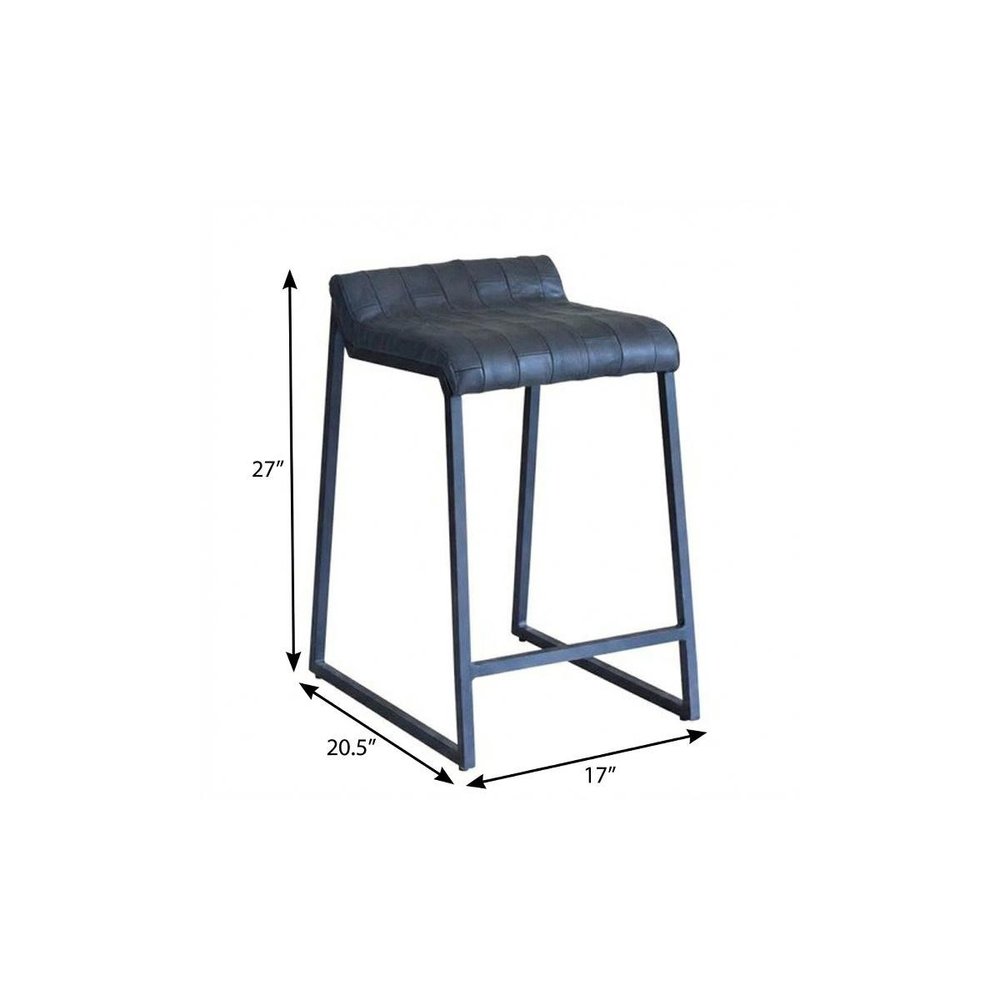 25" Gray Iron Low Back Counter Height Bar Chair