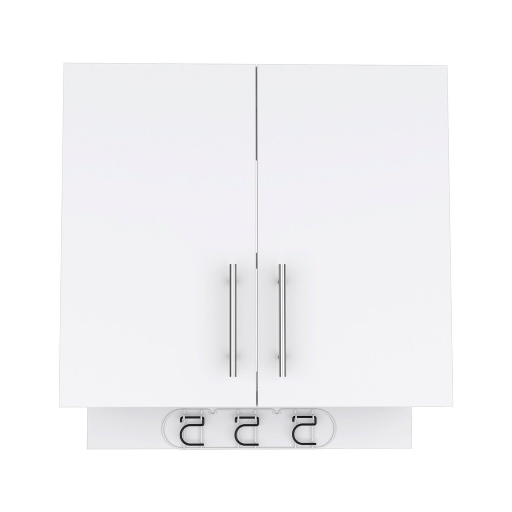 26" White Wood Floating Double Door Bathroom Vanity