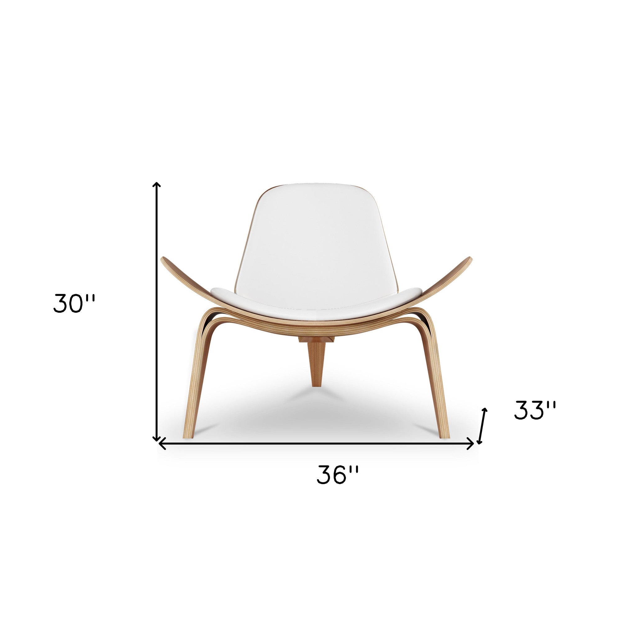 36" White and Brown Faux Leather Lounge Chair