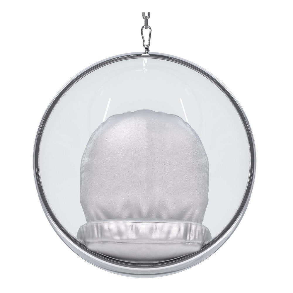 42" Silver Faux Leather Balloon Chair