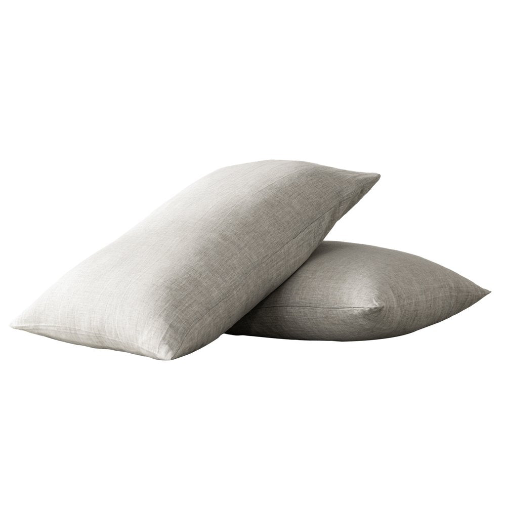 Set of Two White Linen Standard Pillowcases