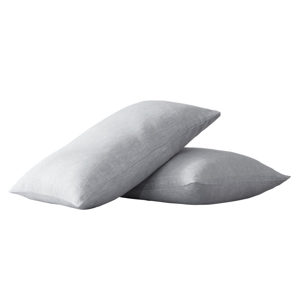 Set of Two White Linen Standard Pillowcases