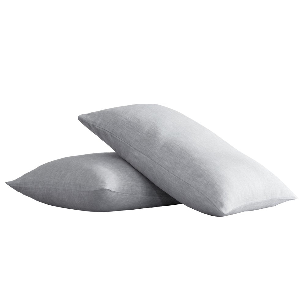 Set of Two White Linen Standard Pillowcases