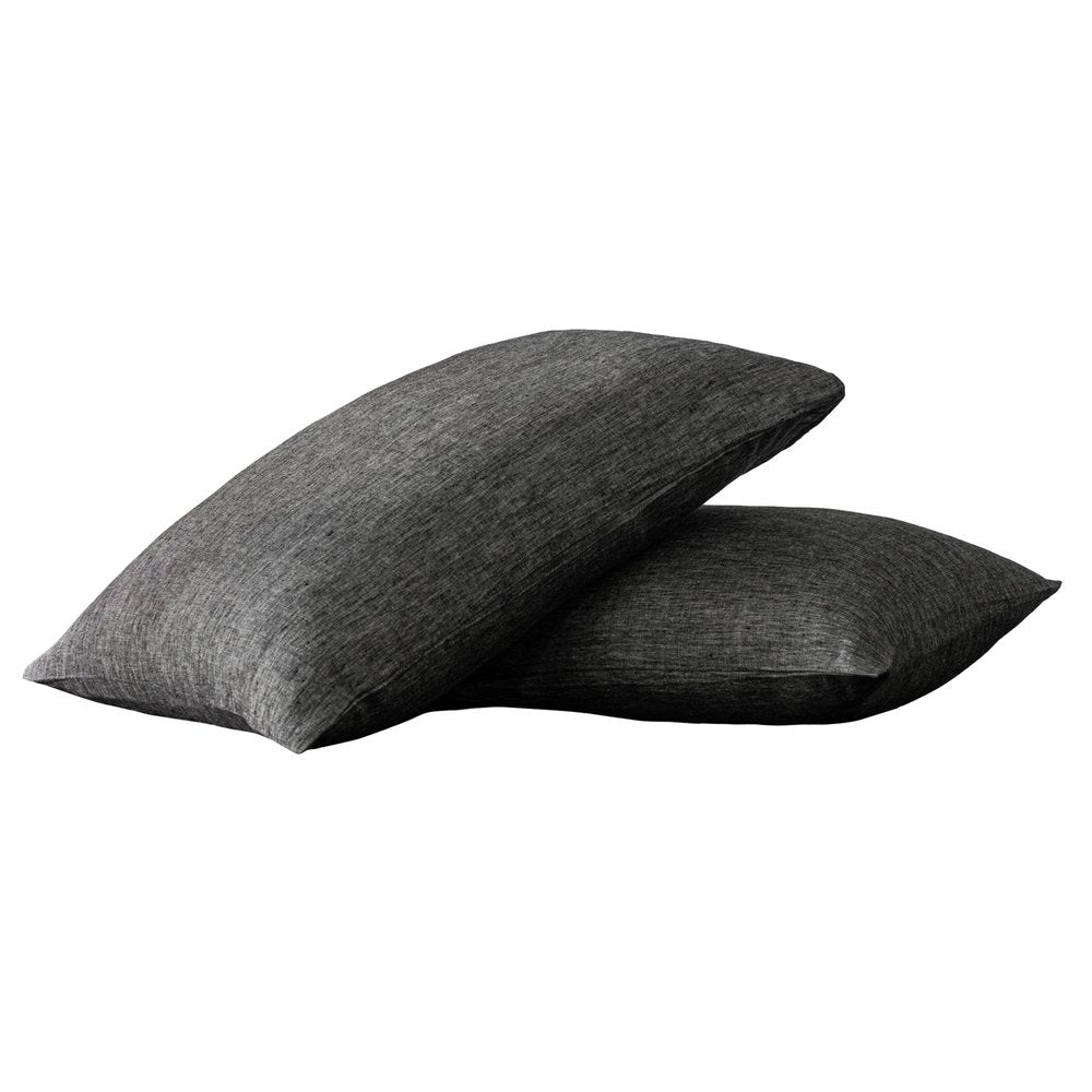 Set of Two White Linen Standard Pillowcases
