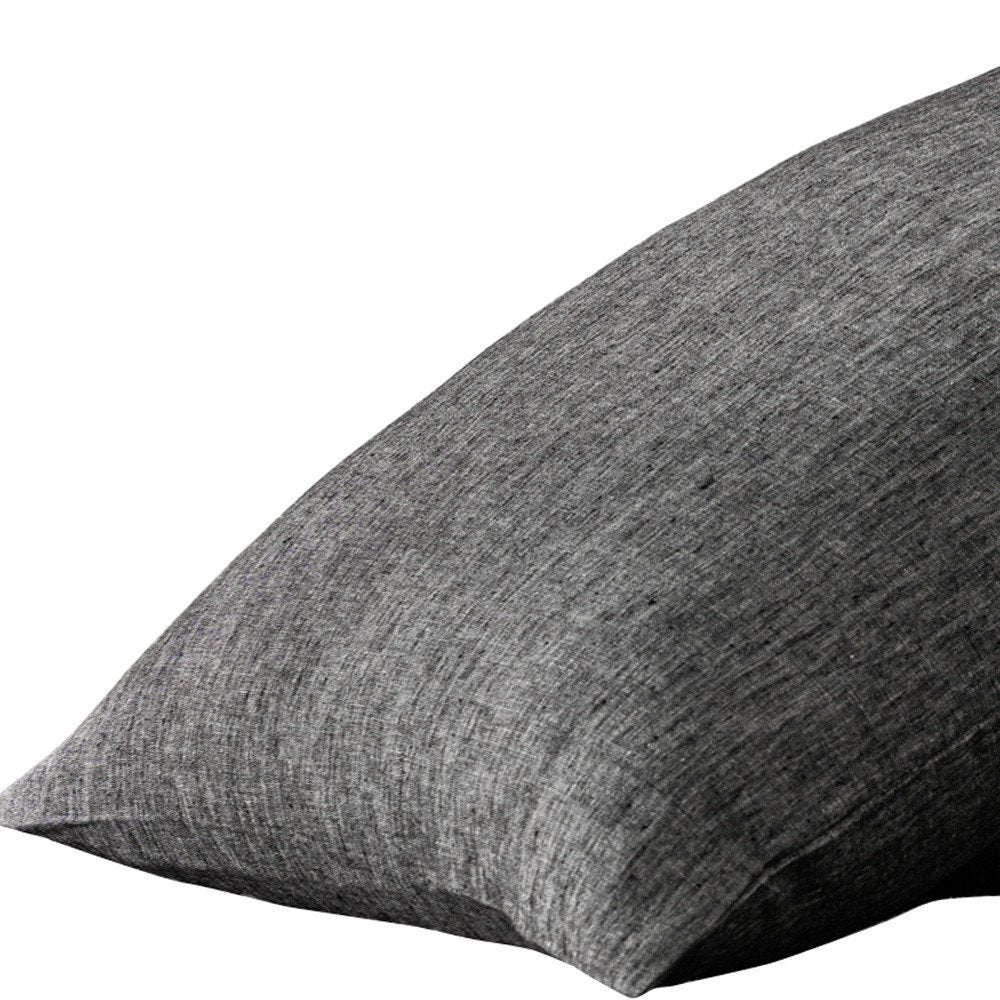 Set of Two White Linen Standard Pillowcases
