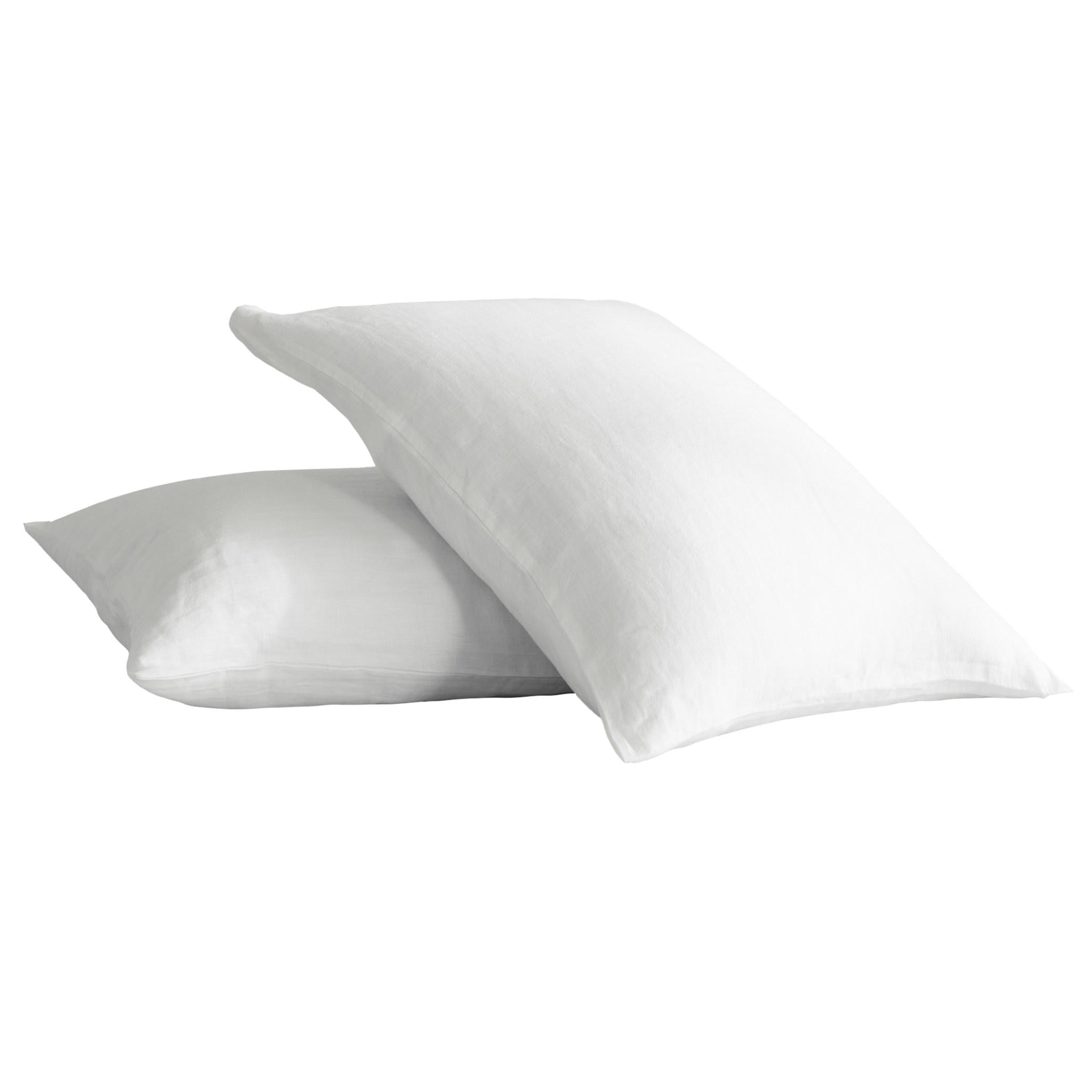 Set of Two Ivory Linen King Pillowcases