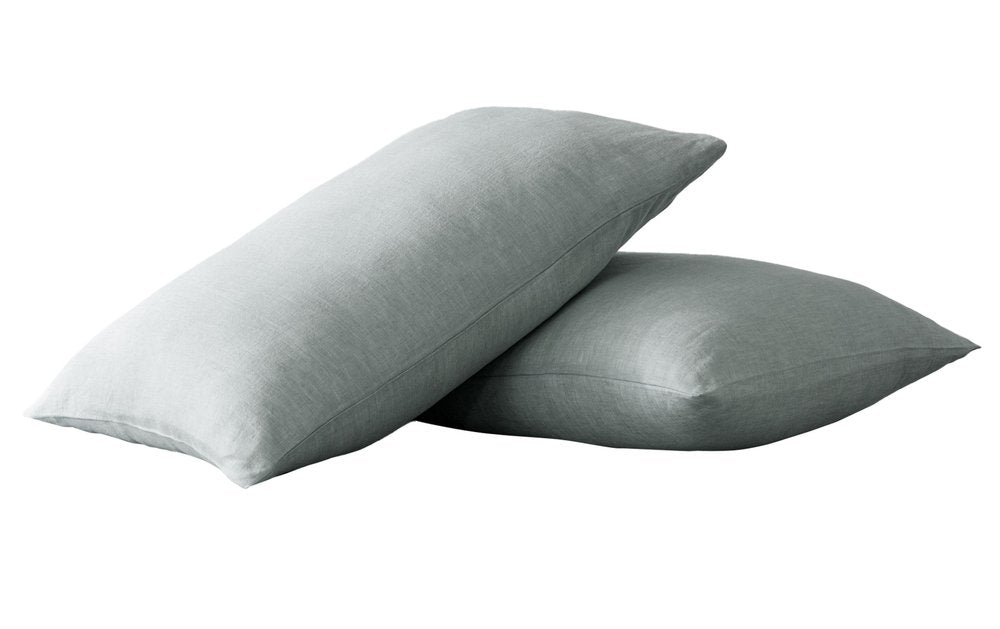 Set of Two Blue Linen King Pillowcases