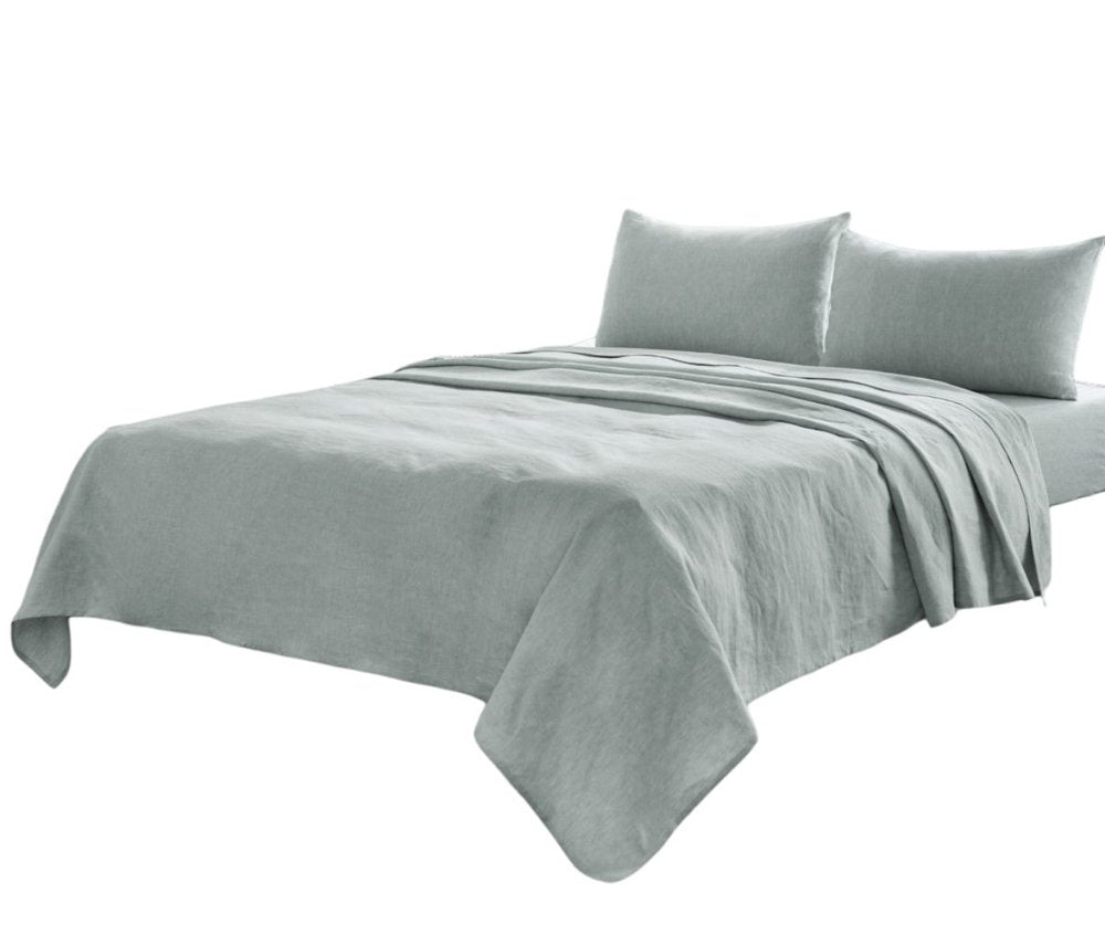 Four Piece Slate Gray Linen Sheet Set