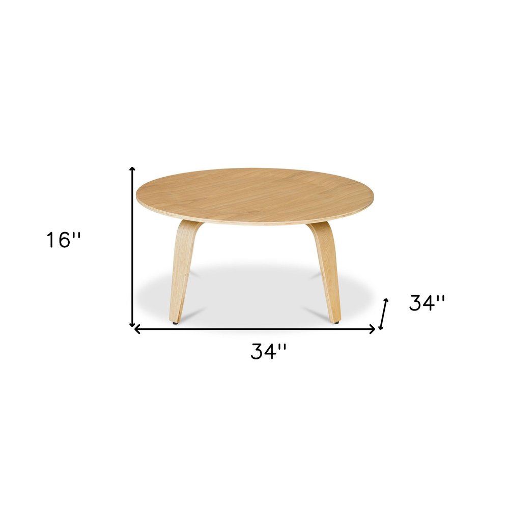 34" Natural Round Coffee Table