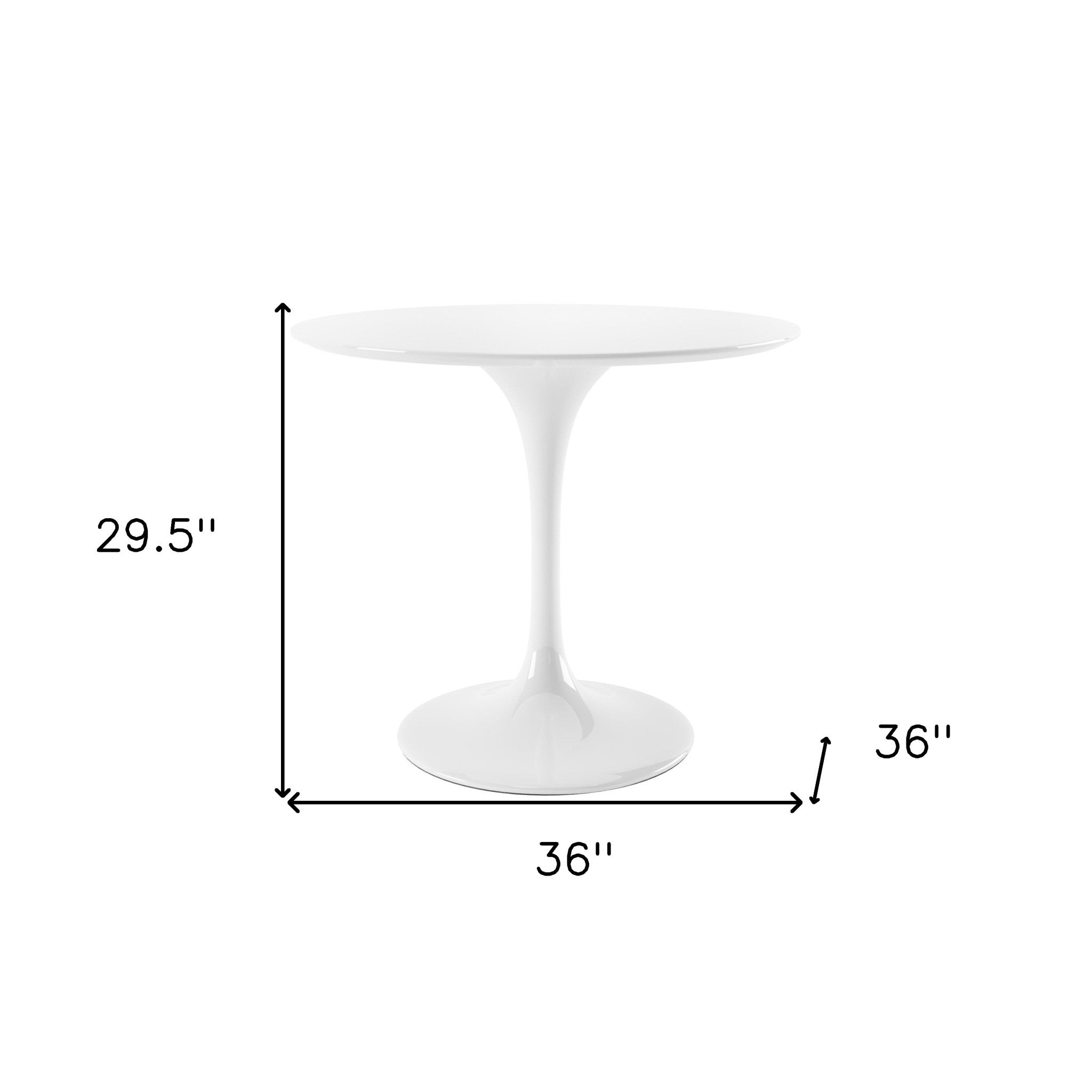 36" White Fiberglass And Metal Dining Table