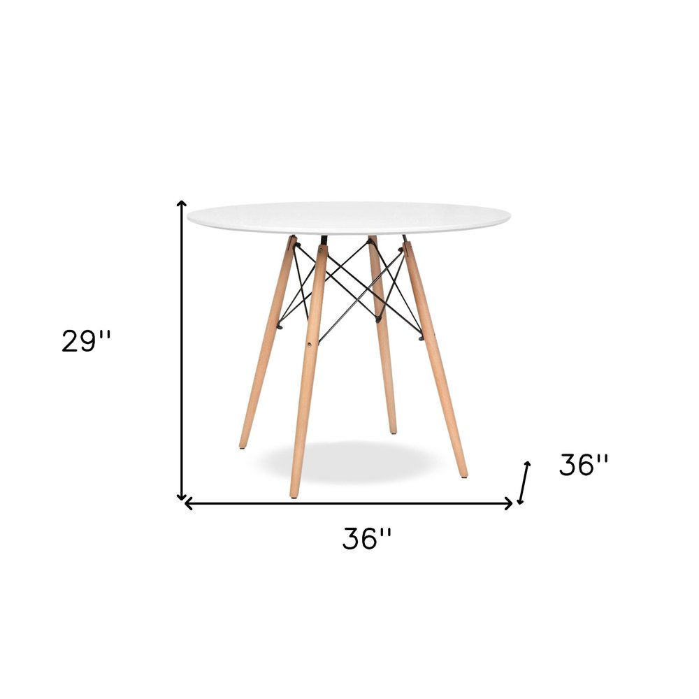 36" White And Natural Solid Wood Dining Table