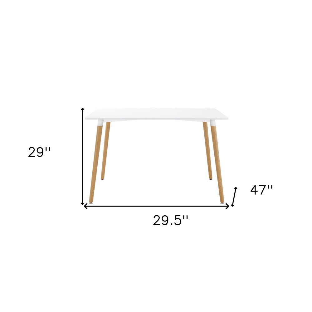 30" White And Natural Solid Wood Dining Table