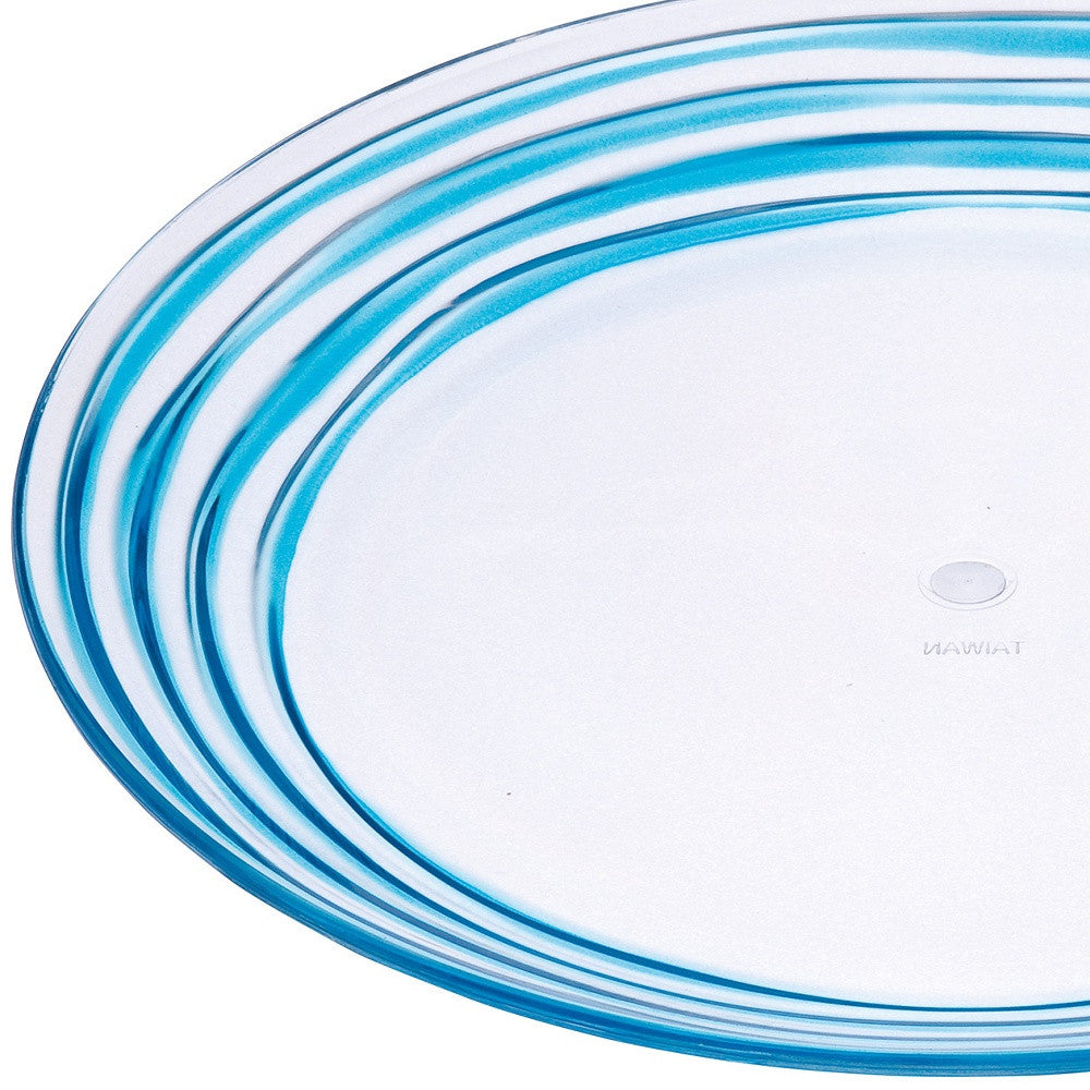 Blue Four Piece Round Swirl Acrylic Service For Four Salad Plate Set