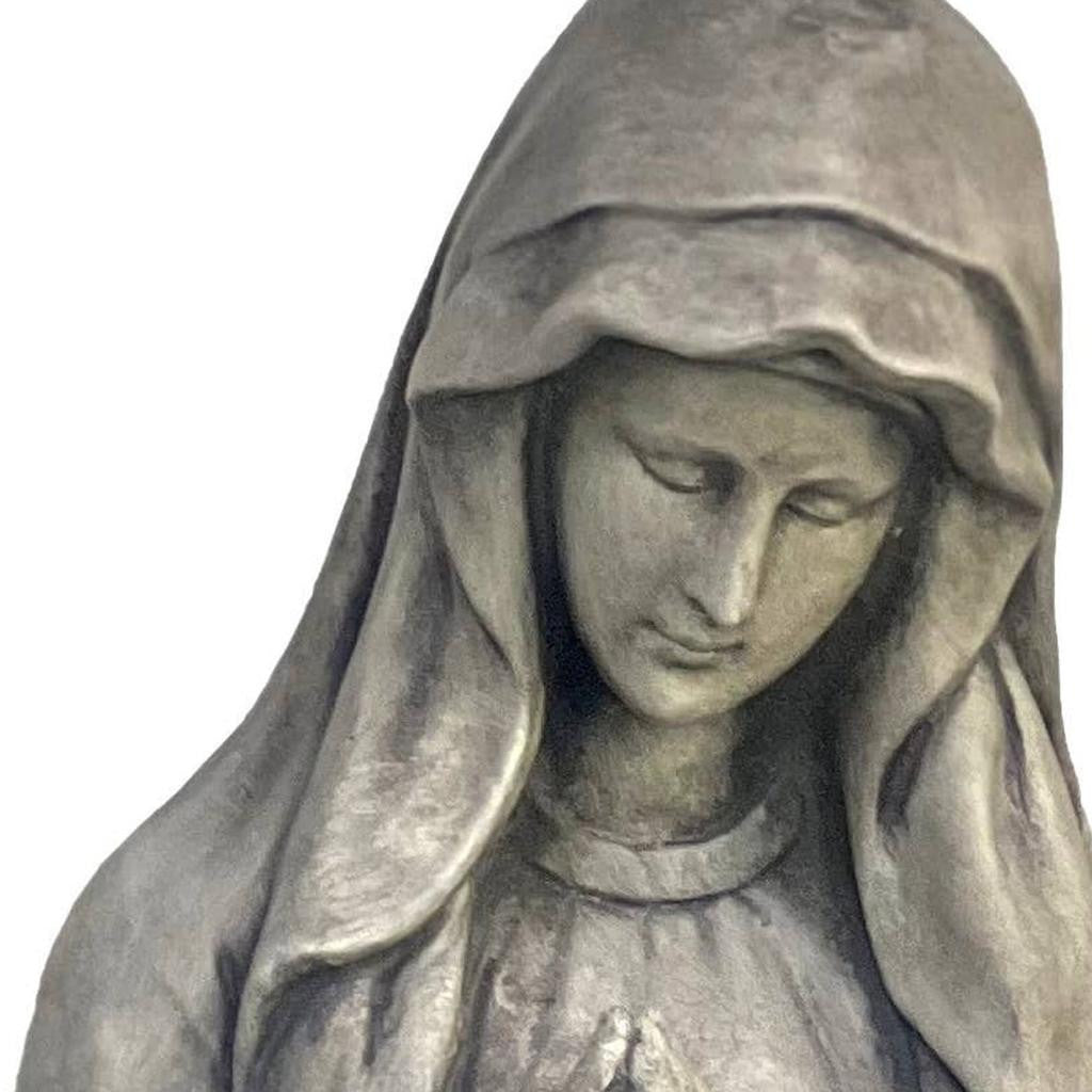 32" Gray Polyresin Virgin Mary Outdoor Statue