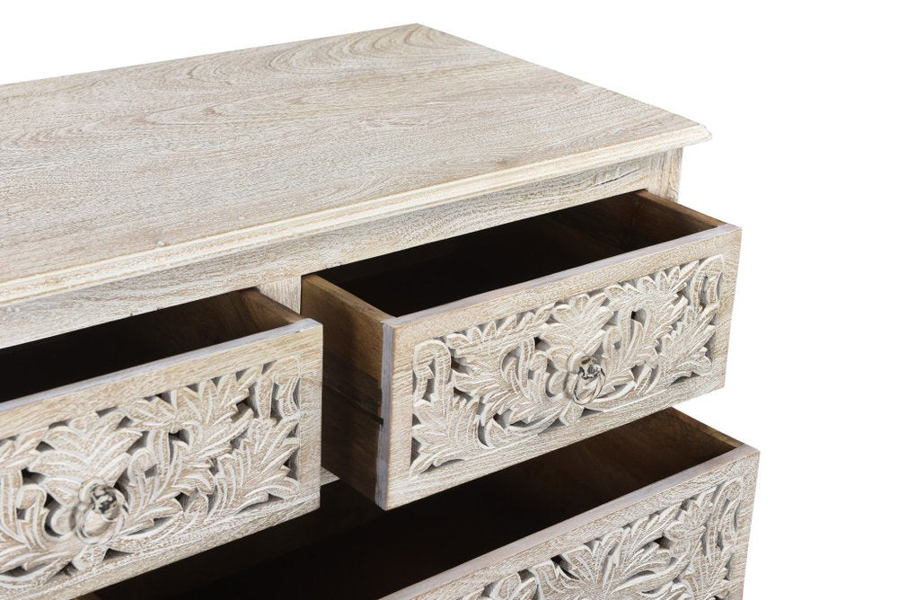 35" Gray Solid Wood Six Drawer Chest