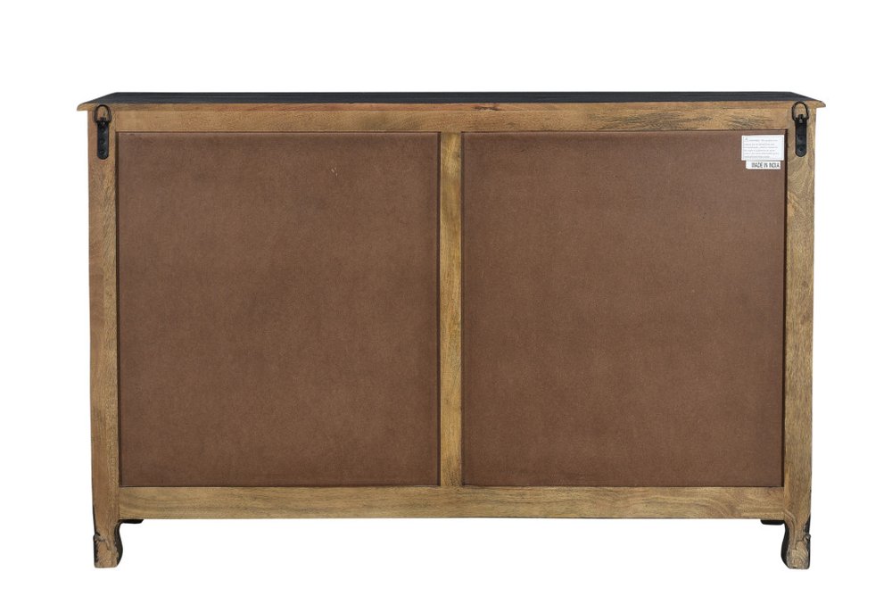 57" Black Solid Wood Seven Drawer Dresser