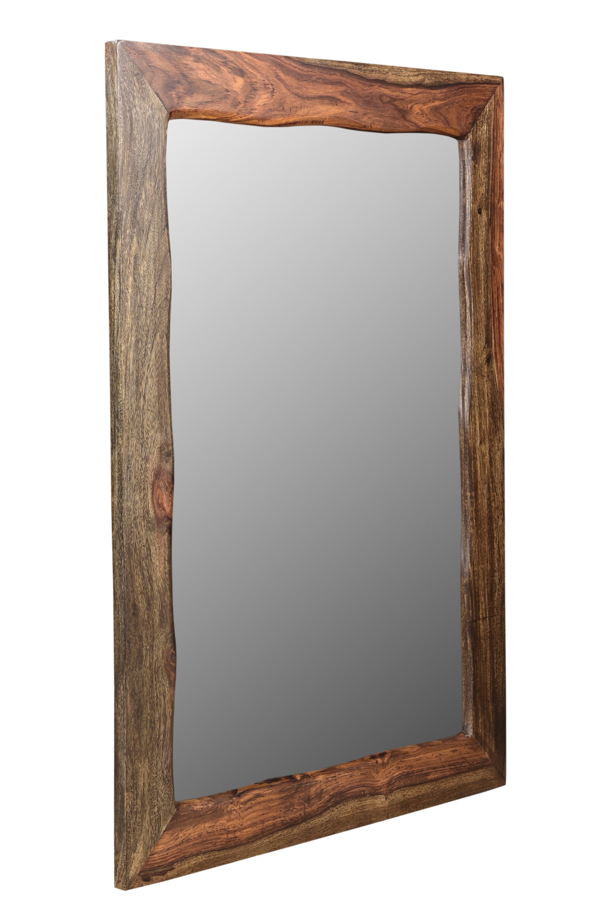 44" Dark Brown Solid Wood Framed Accent Mirror