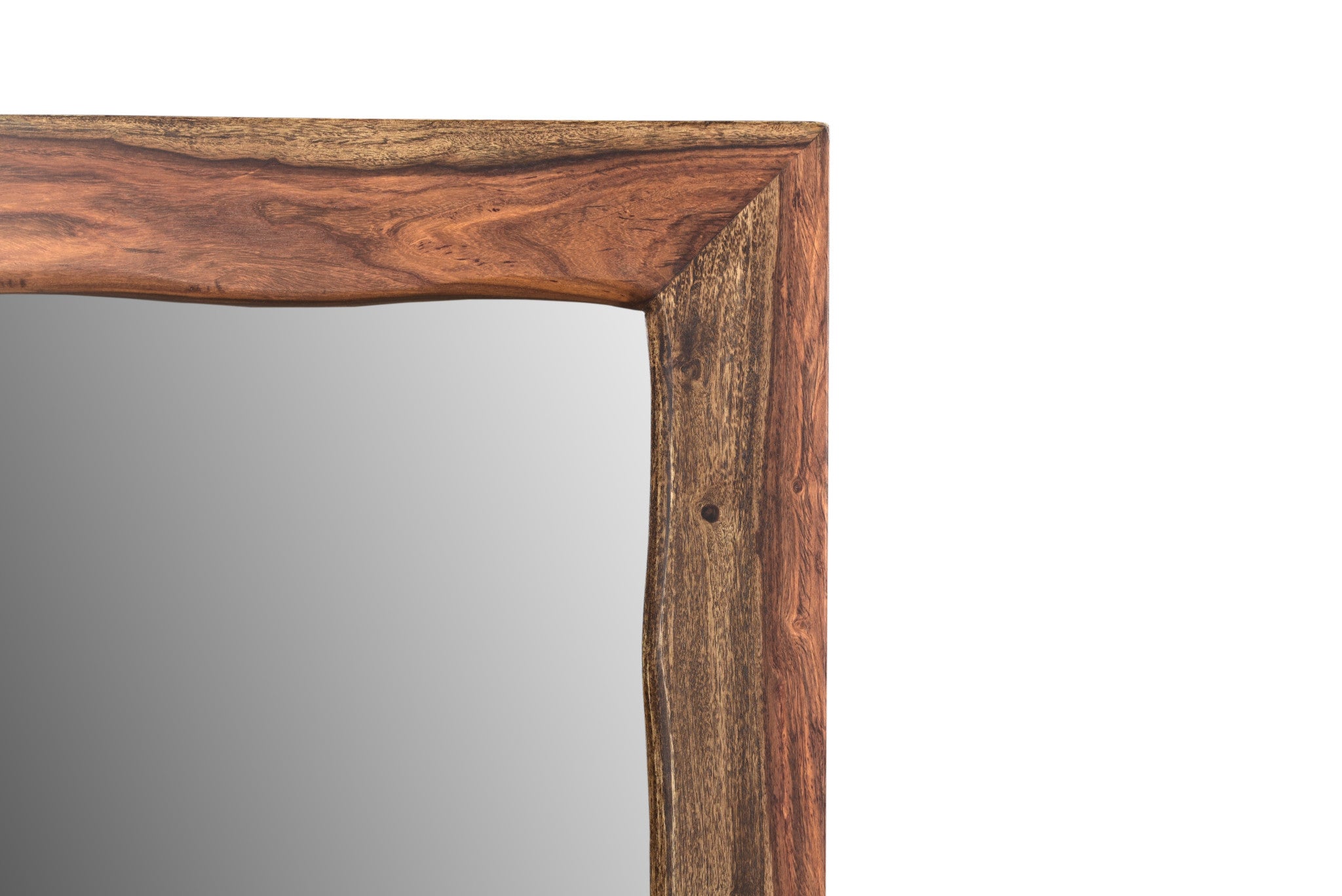 44" Dark Brown Solid Wood Framed Accent Mirror