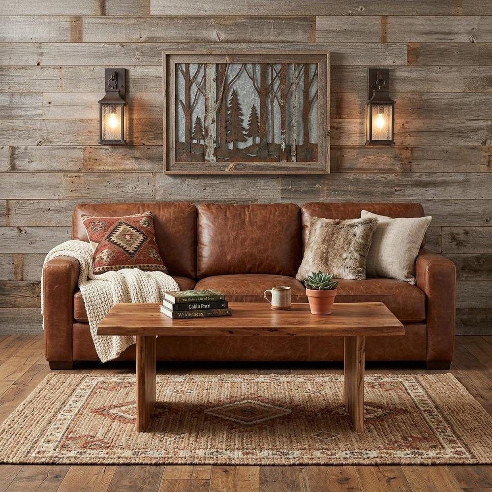 51" Brown Solid Wood Sled Coffee Table