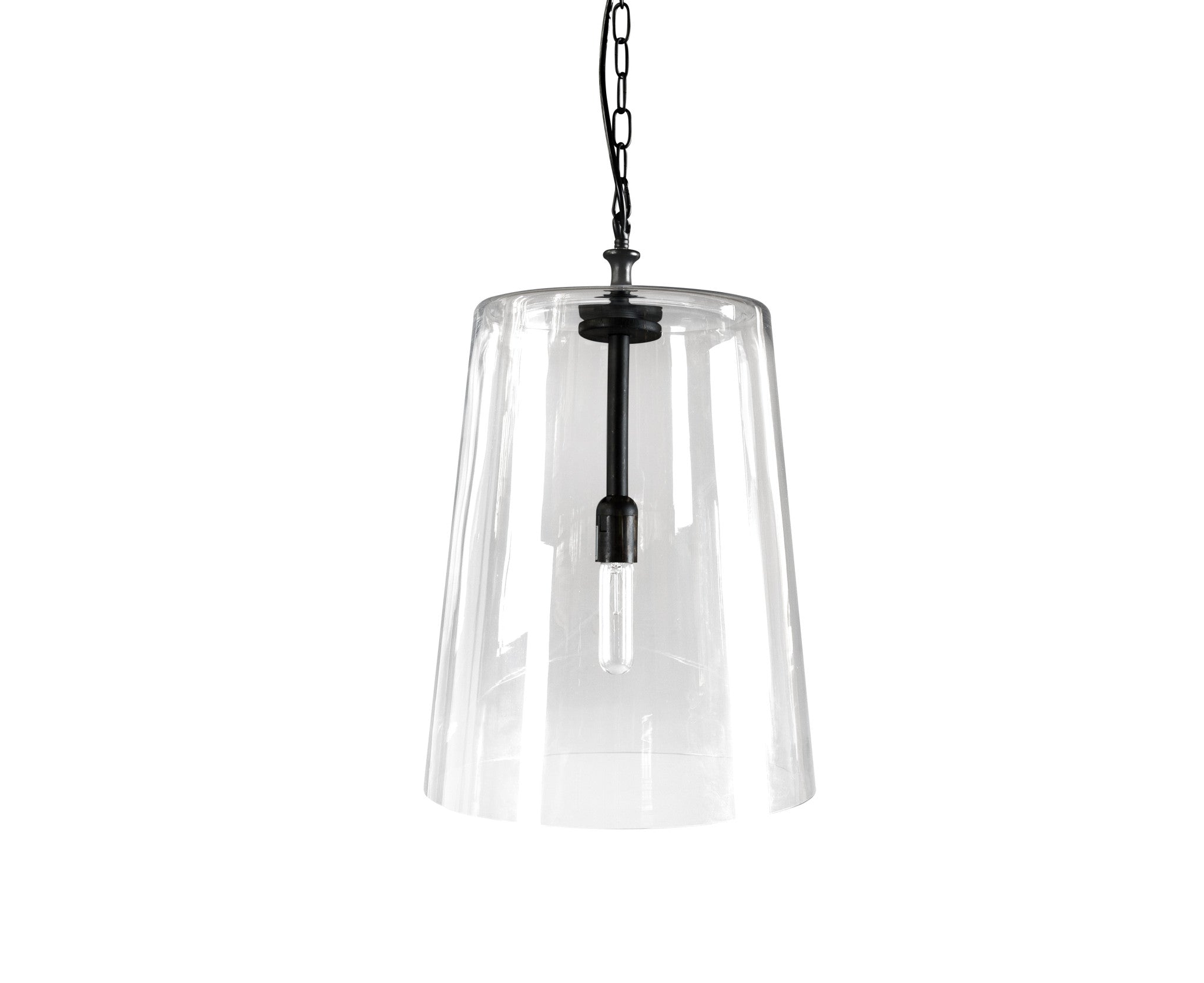 Single Glass Dimmable Semi-Flush Ceiling Light With Clear Shades