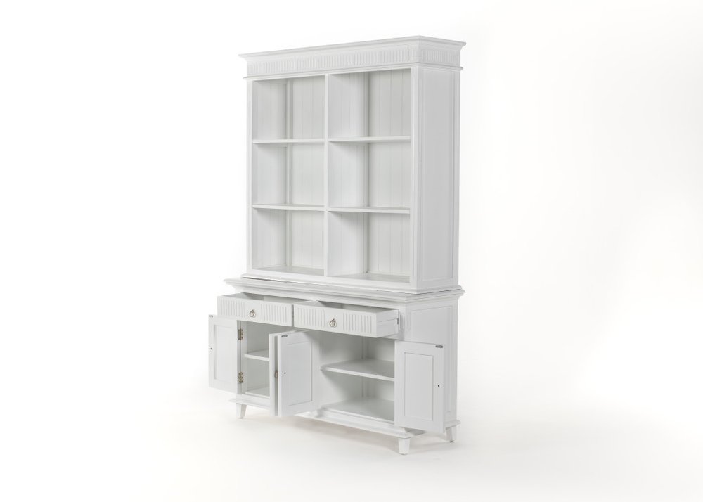 87" Antiqued White Solid and Manufactured Wood Four Door Two Drawer Pantry Or Storage Closet