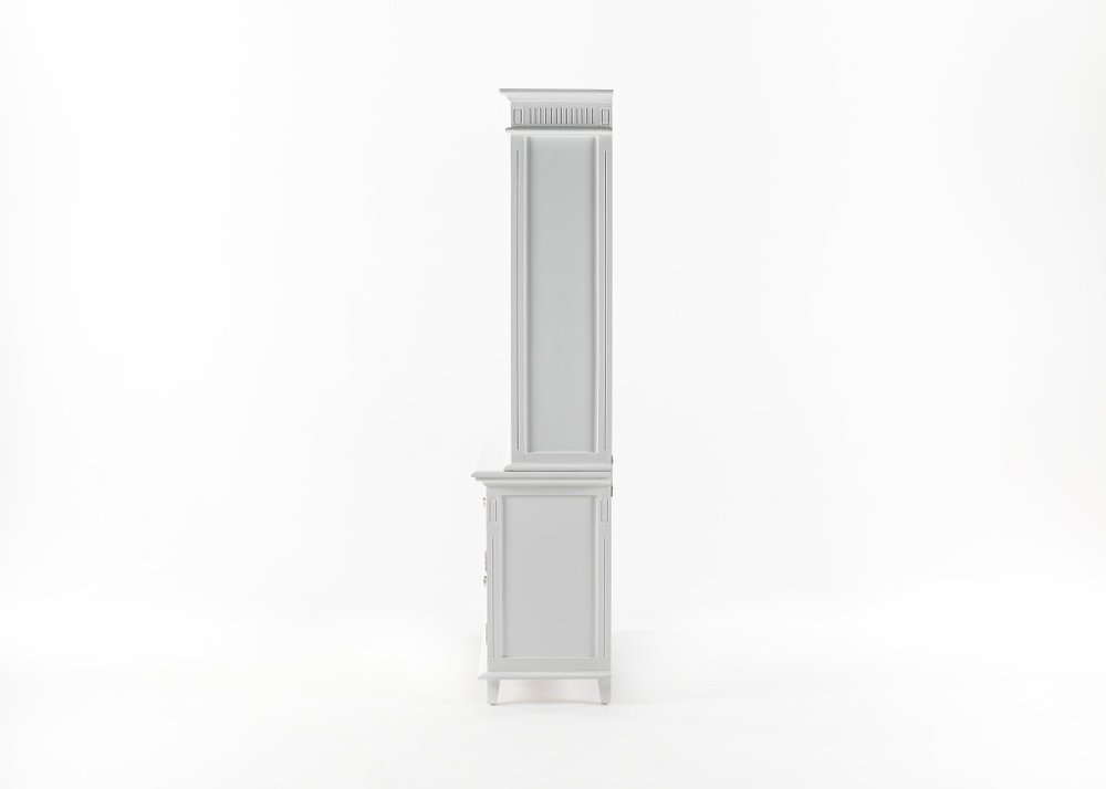 87" Antiqued White Solid and Manufactured Wood Four Door Two Drawer Pantry Or Storage Closet