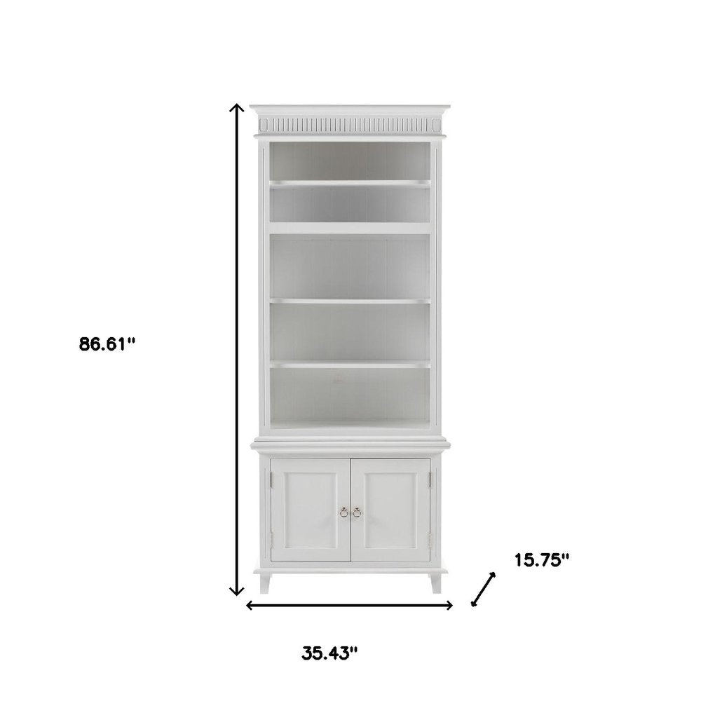 87" Antiqued White Solid Wood Seven Door Pantry Or Storage Closet