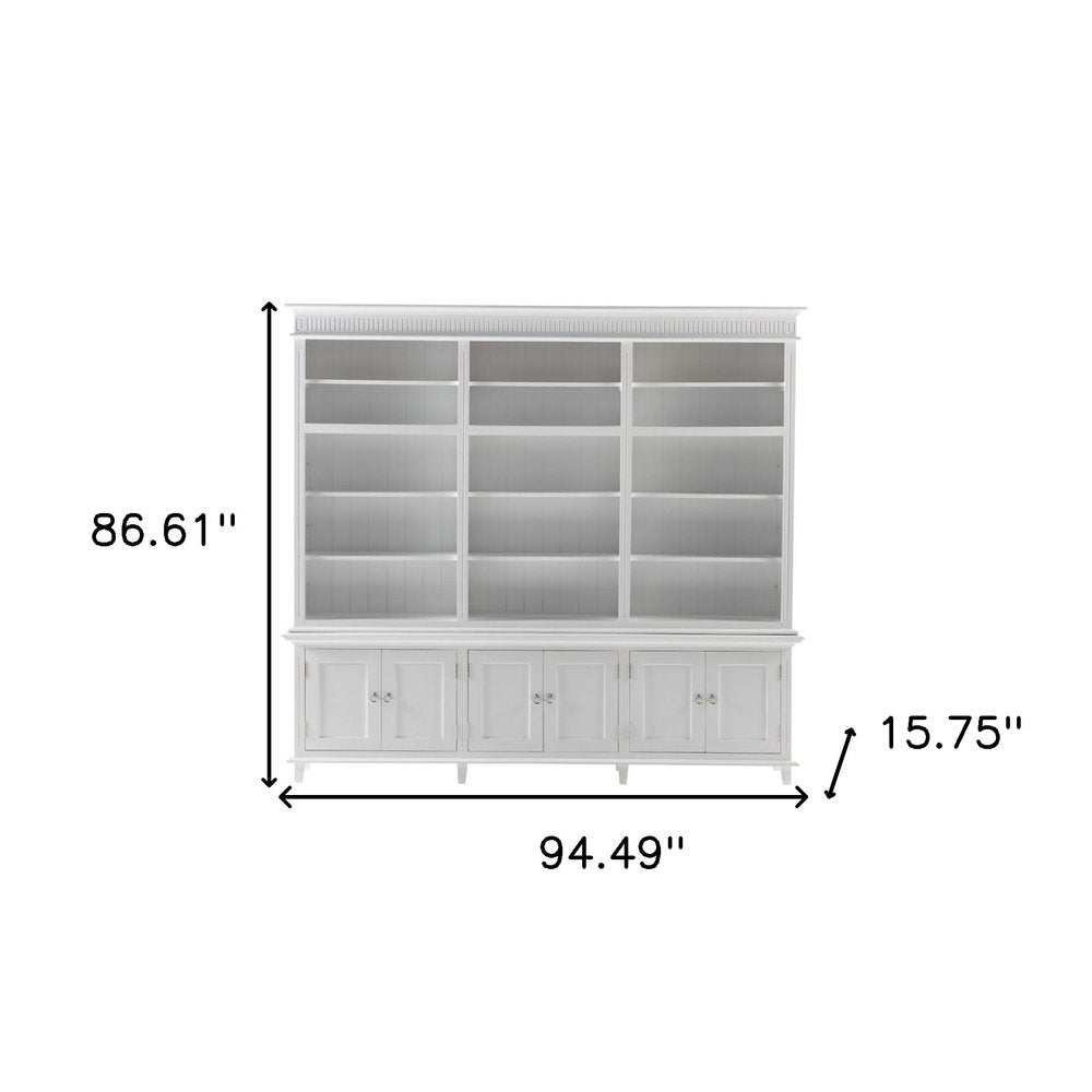 87" Antiqued White Solid Wood Six Door Pantry Or Storage Closet