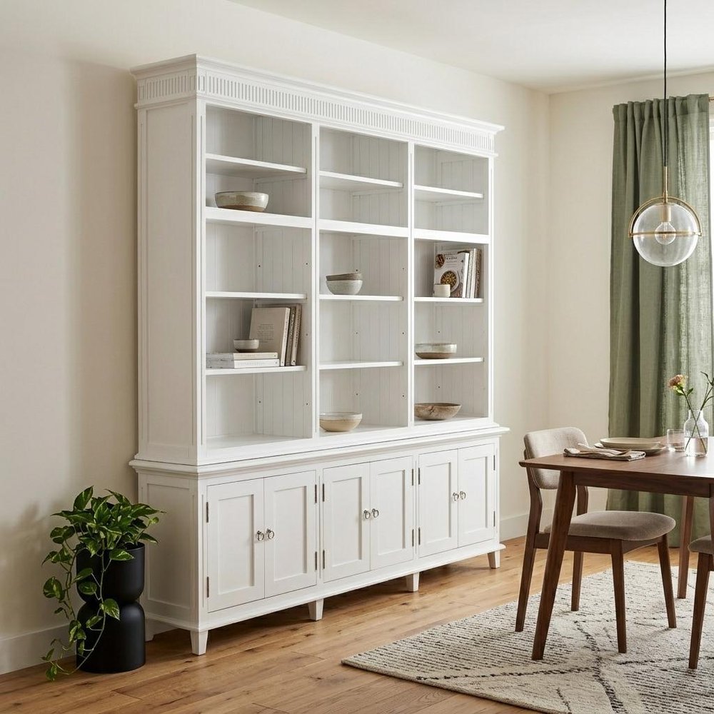 87" Antiqued White Solid Wood Six Door Pantry Or Storage Closet