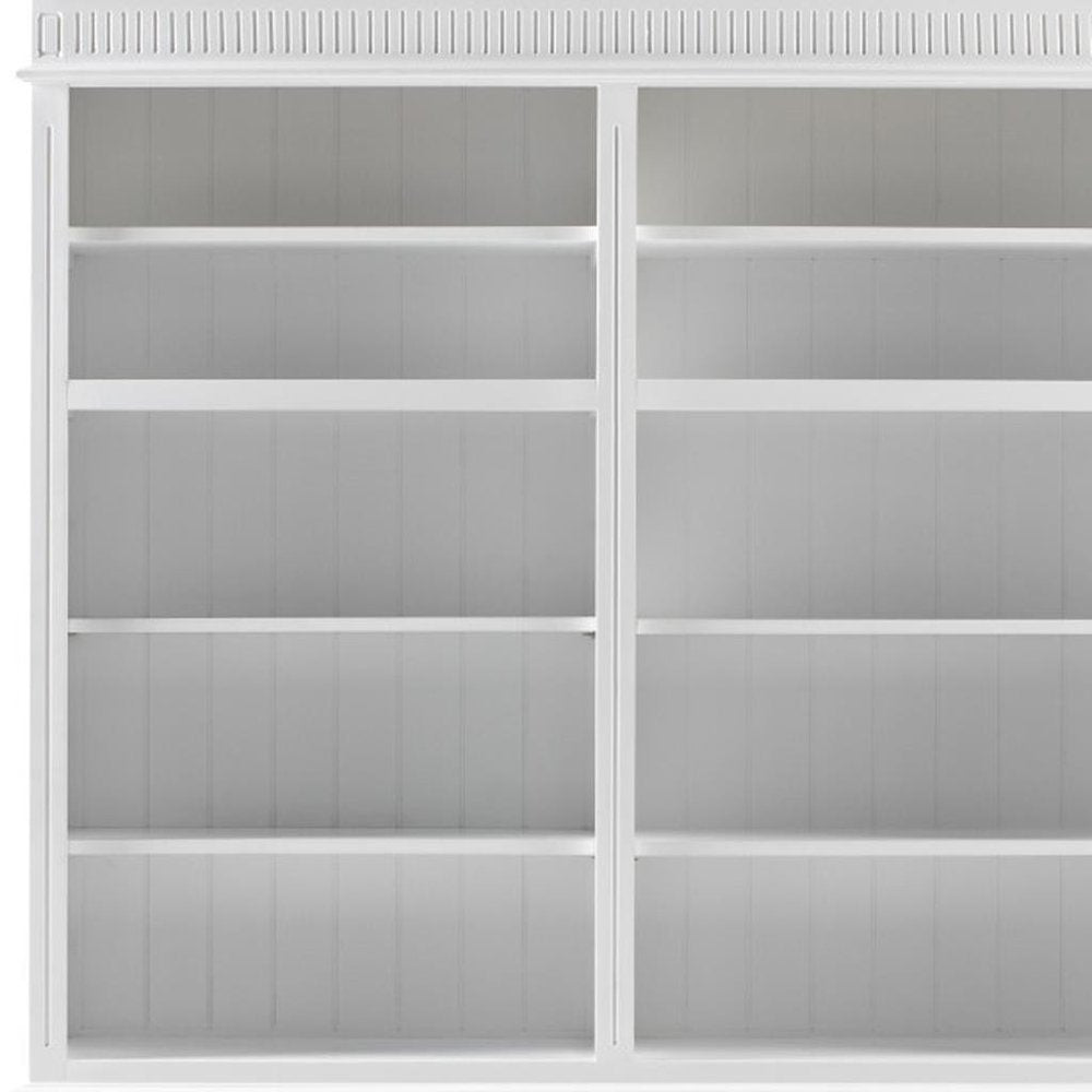 87" Antiqued White Solid Wood Four Door Pantry Or Storage Closet