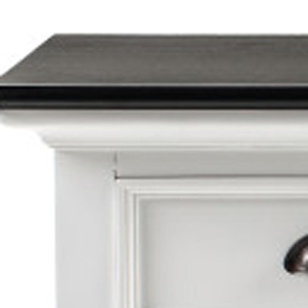 65" Antiqued White Solid Wood Three Drawer Buffet Table with Four Doors