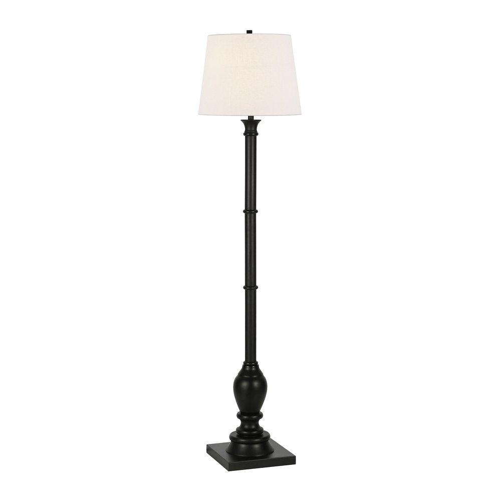 66" Black Traditional Shaped Floor Lamp With White Frosted Glass Empire Shade