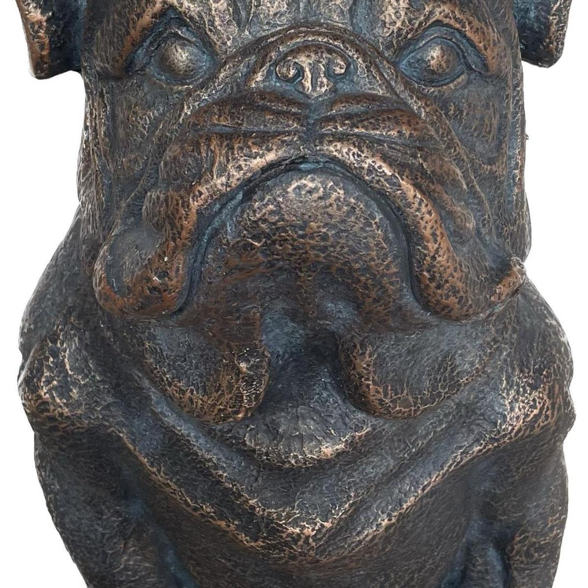 16" Antiqued Bronze Bulldog Outdoor Statue