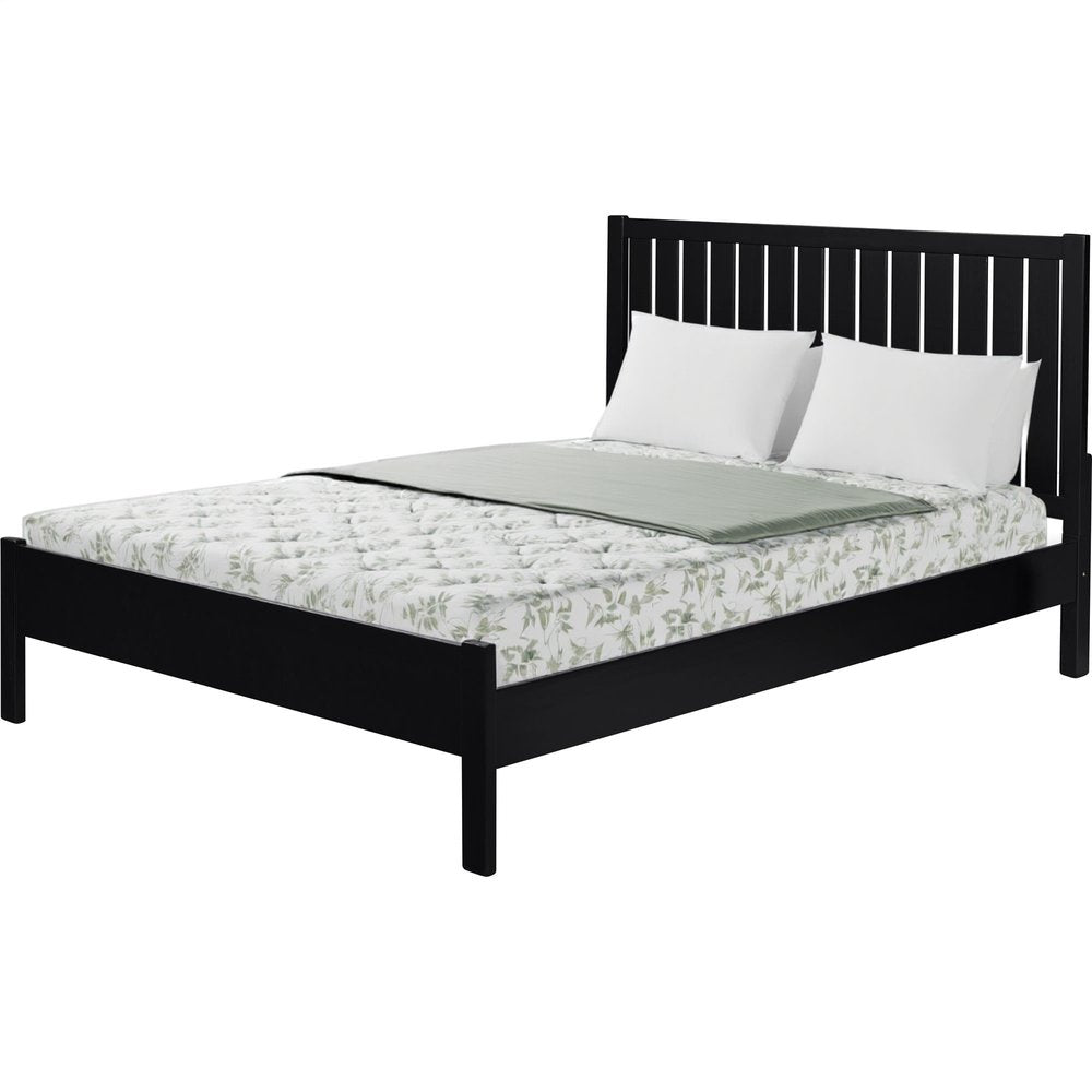 Black Solid Wood Queen Bed Frame