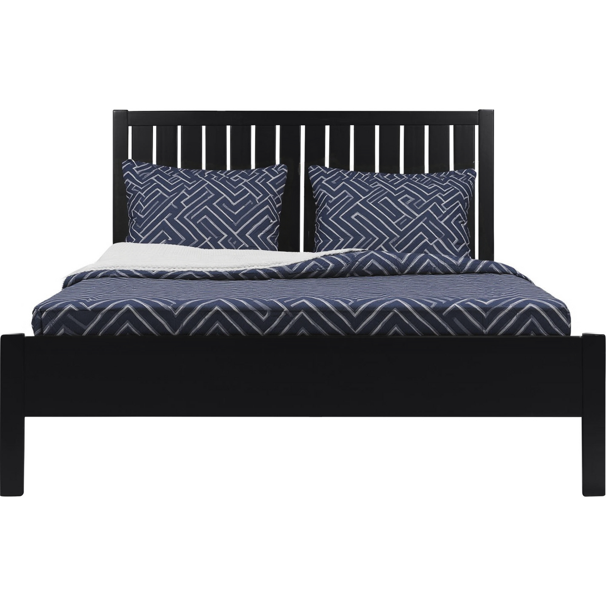 Black Solid Wood King Bed Frame
