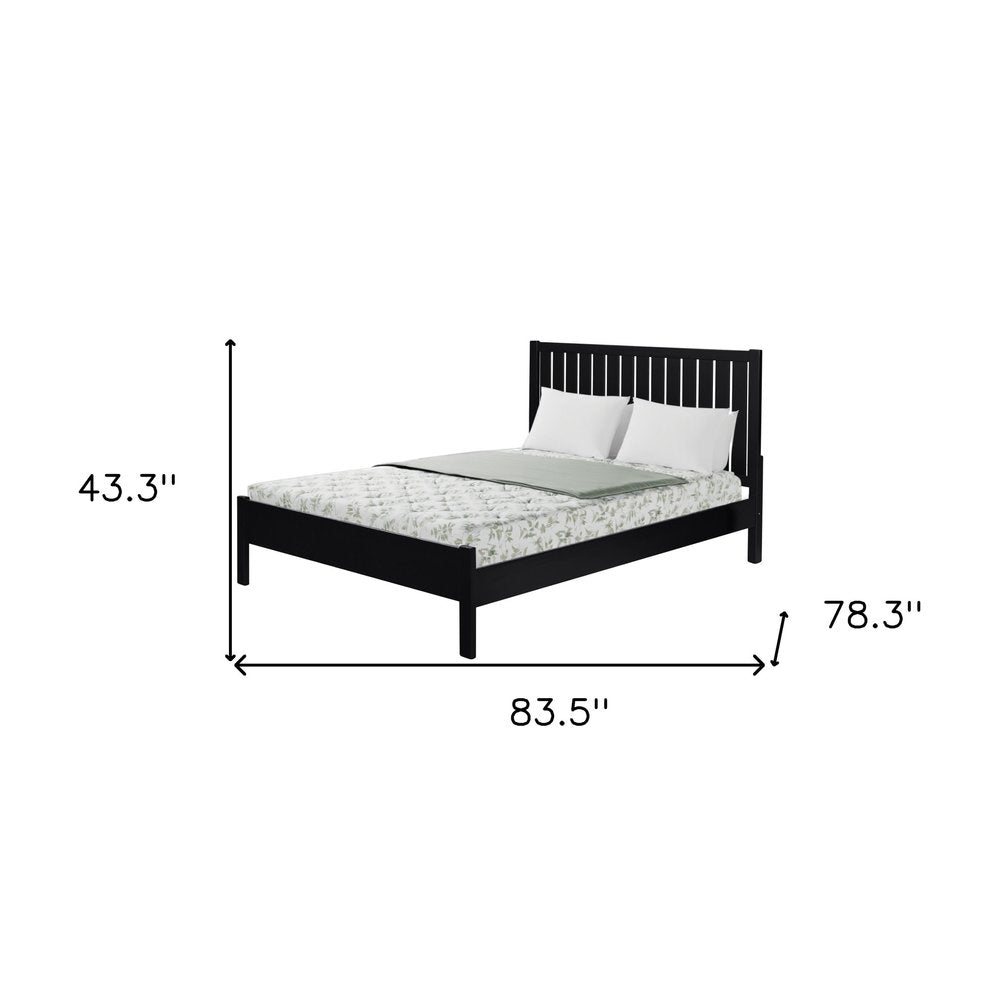 Black Solid Wood Queen Bed Frame