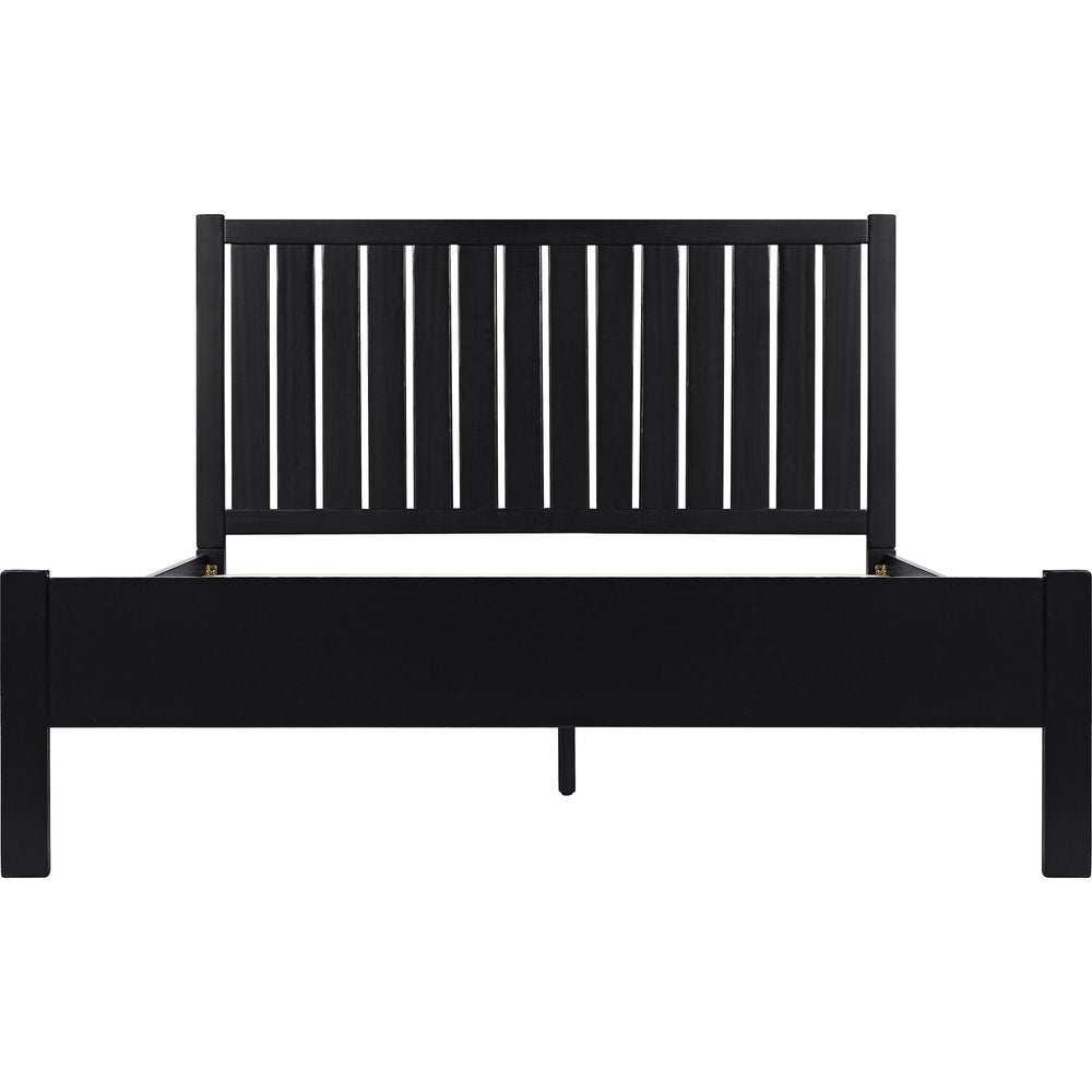 Black Solid Wood Queen Bed Frame