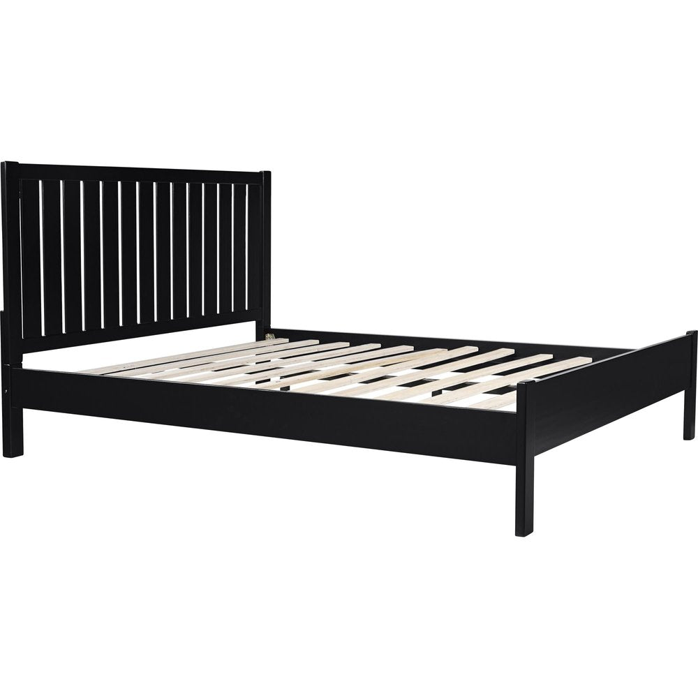 Black Solid Wood Queen Bed Frame