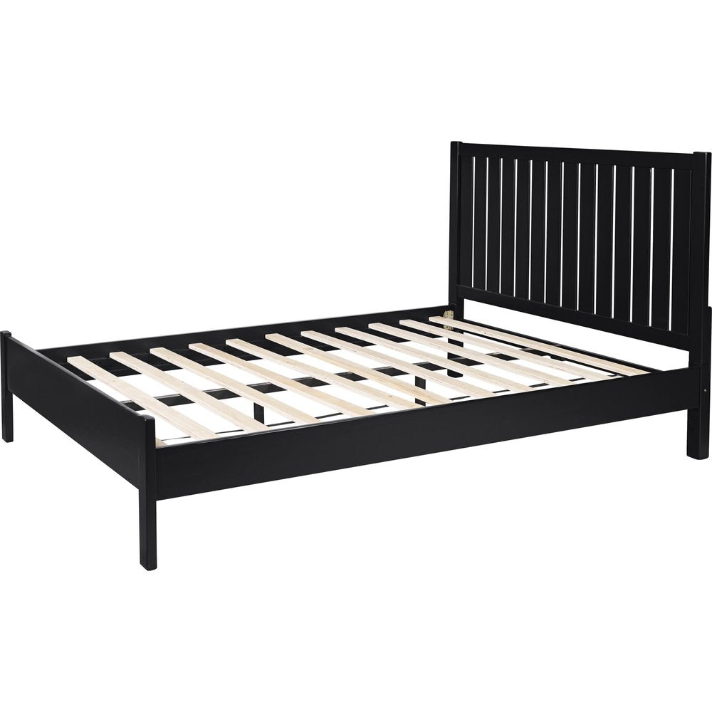 Black Solid Wood Queen Bed Frame